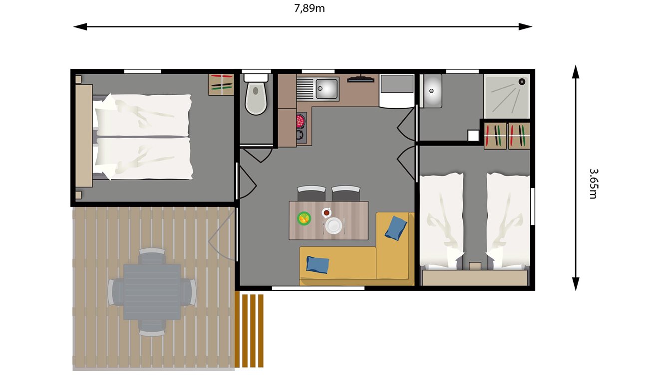 4pers chalet Koolmees Molecaten Park De Koerberg plattegrond