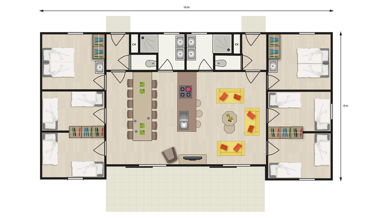 12pers vakantiehuisje Esdoorn Molecaten Park De Leemkule plattegrond