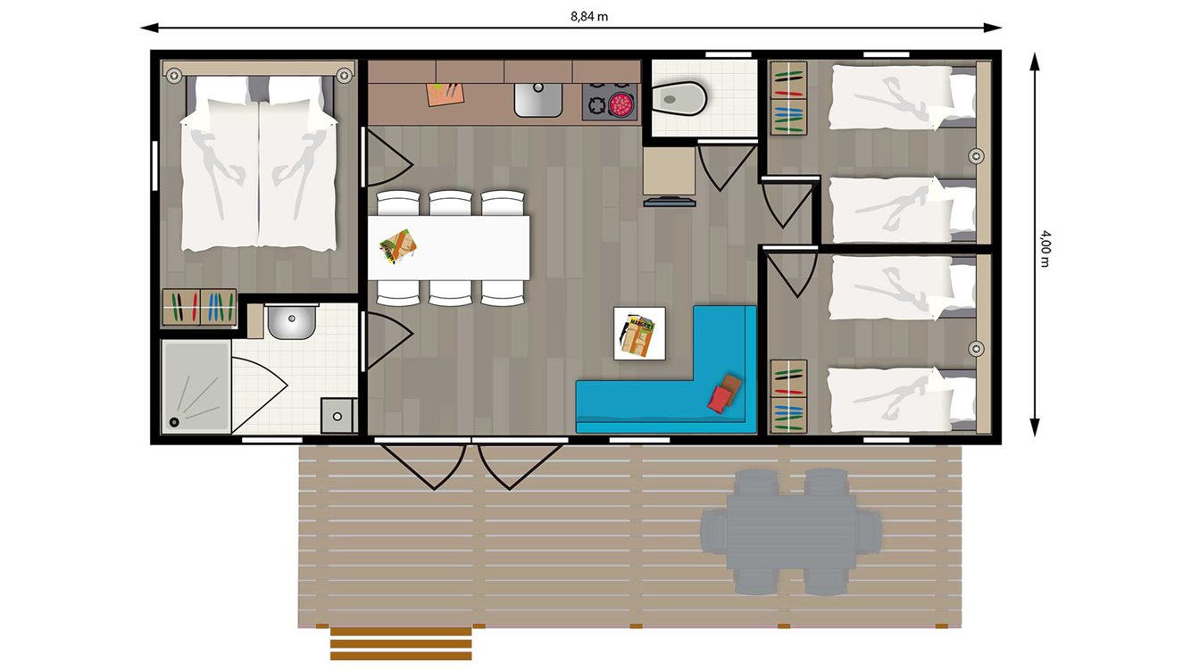 6pers chalet Zomerzon Molecaten Park Rondeweibos plattegrond