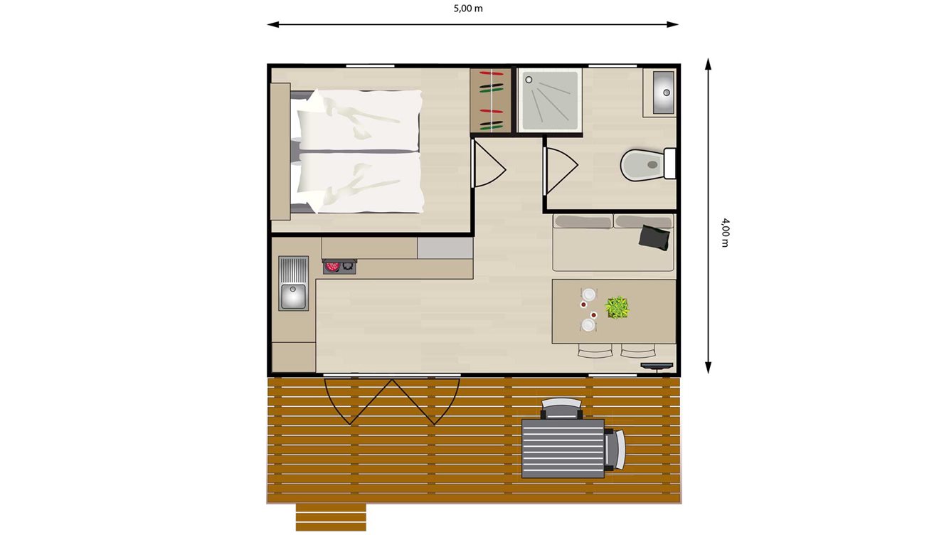 2pers chalet Appelbes Molecaten Park Waterbos plattegrond