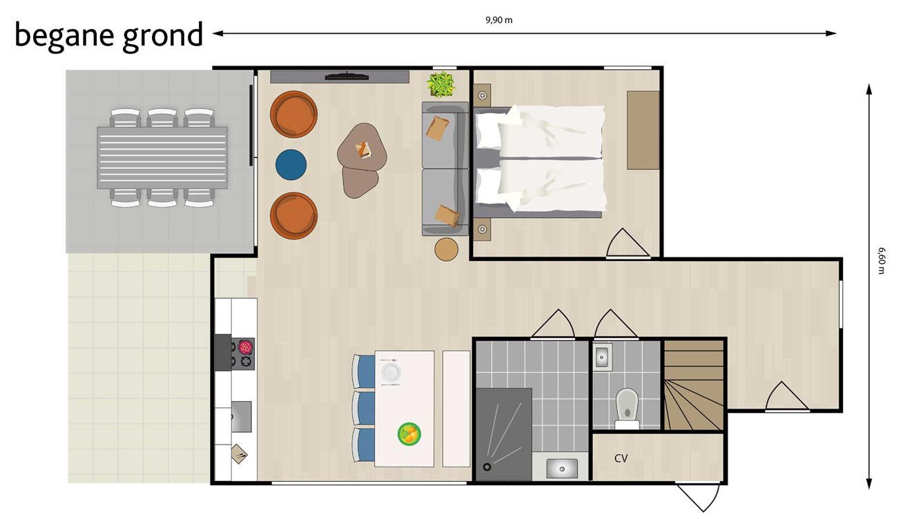 6pers vakantiehuisje Kolgans Molecaten Park Waterdunen plattegrond 01