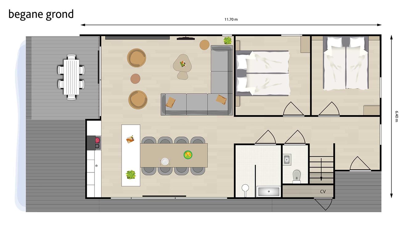 8pers vakantiehuisje Waterpieper Molecaten Park Waterdunen plattegrond 01