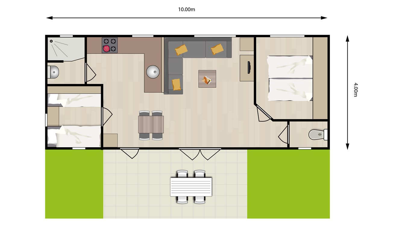 4pers chalet Zilvermeeuw Molecaten Park Wijde Blick plattegrond